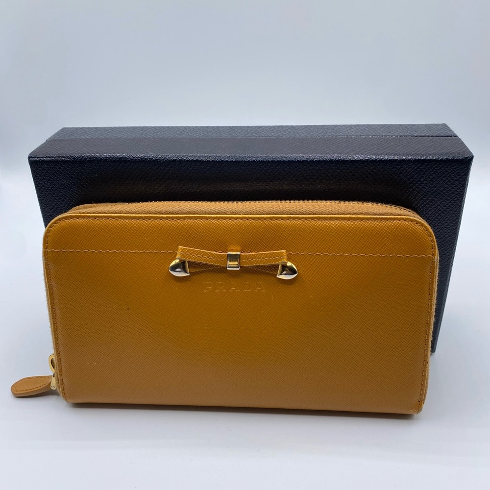 Proda Saffiano Metal Leather and Re-Nylon Long Wallet